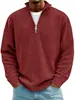 Nova Camisa Polo Moletom Casual Masculina Amazon Outono/Inverno 2026 com Gola Alta e Zíper em Veludo Cotelê Manga Longa