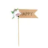 Tarjeta de cumpleaños de papel Kraft fresca Tarjeta de decoración de pastel de frutas Mori Flor Feliz Cumpleaños Plug-in