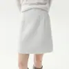 Nueva Colección Otoño/Invierno 2026: Falda de Punto A-Line Adelgazante de Cintura Alta para Mujer con Patrón de Diamantes en Tejido de Algodón Cachemir Texturizado