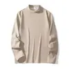 Bestseller de ropa para hombre transfronteriza: camisa de otoño cálida y gruesa de forro polar de doble cara con lana de oveja 320 y seda, camiseta básica de cuello alto, camiseta de manga larga