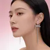 Pendientes Largos con Lazo de Flor Dulce y Borla para Mujer, Lujo Accesible Elegante, Pendientes de Nicho, Pendientes Elegantes de Gama Alta