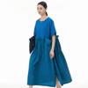 Roupas Femininas Plus Size 2026 Verão Novo Manga Curta Tendência Europeia e Americana Vestido de Comprimento Médio Estilo de Rua Solto Emagrecimento 68856