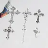 Gótico Retrô Coração Irregular Cruz Prata Antiga Coleção Pingente DIY Pulseira Feita à Mão Colar Pingente Acessórios Material