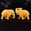 Adornos de Elefante de Topacio Par de Decoraciones de Jade Tallado Sala de Estar Fábrica de Artesanía de Topacio Elefante Absorbente