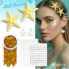 Clipes de Cabelo Brilhantes de Lantejoulas em Gel de Sereia Estrela do Mar Pérola Strass Maquiagem Facial Adesivos Faciais