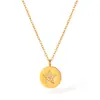 Collar de Acero de Titanio Incrustado con Circonita Redonda Marca Estrella de Cinco Puntas Joyería para Mujer Moda Personalizada Lujo Ligero Cadena para Clavícula Versátil Joyería