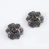 Tapas de Flor y Cuentas Espaciadoras de Aleación Color Gunmetal, Materiales para Bisutería DIY Estilo Tinta Nuevo Chino, Accesorios para Pulseras