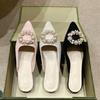 Pantuflas Baotou con Pedrería para Mujer para Exterior Moda Primavera/Verano 2025 Zapatos Mules de Punta Talla Grande Sandalias de Comercio Exterior