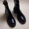 Botines Estilo Británico Delgados de Suela Gruesa y Punta Redonda para Mujer, Botines Cortos con Tacón Grueso Simple que Aumentan la Altura con Cierre Trasero
