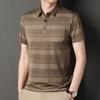 Verano Nueva Camiseta de Algodón de Manga Corta para Hombre Bolsillo Real Solapa Combinación Total Suelta Camisa POLO para Hombre de Mediana Edad