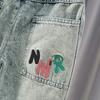 Jeans de Letras Bordadas para Niño Primavera y Otoño Pantalones Casuales Modernos para Niño Pantalones Modernos para Niño para Comercio Exterior