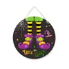 Bestseller transfronterizo letrero redondo de madera de Halloween para puerta con calavera, gato negro, calabaza y patrones de tumba, decoración colgante de puerta para crear ambiente