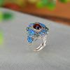 Yilu plata S925 plata esterlina ámbar de sangre vintage moda nacional cloisonne loto mariposa anillo hueco estilo étnico anillo de plata
