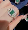 Juego de Banquete de Joyería Lujo Esmeralda Paraíba Verde Lazo Collar de Pedrería Mojito Verde Pendientes Brillantes de Pedrería