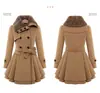 0046 novo casaco longo de lã slim fit feminino europeu e americano casaco acolchoado trespassado + cinto