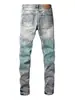 Jeans de mezclilla estilo americano con lavado de salpicaduras para hombre, corte slim, modernos, vintage, desgastados, de pierna recta, marca de moda, calle, versátiles