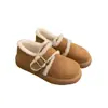 Sapatos Birkenneth marrons forrados com fleece de sola grossa para outono e inverno 2024 sapatos de neve botas de neve sapatos de algodão sapatos femininos calçados de exterior sapatos Mao Mao
