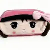 Estojo Fofo para Material Escolar de Estudante Bolsa de Tecido Pelúcia Desenho Animado para Guardar Canetas Zíper Duplo Porta Moedas Cartão Celular