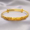 Pulsera abierta de loto pavo real latón chapado en oro peonía joyería push-pull una variedad de oro arena puesto creativo mayoreo