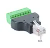 Venta caliente RJ45 a terminal de 8 pines Adaptador de red RJ45 con blindaje Cabezal de cristal 8P8C a terminal verde