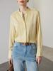 Camisa de Seda para Mujer 2026 Primavera y Verano Nuevo Estilo Manga Larga Color Sólido Cuello Alto Ropa de Trabajo Elegante Estilo Ol Top de Seda de Morera
