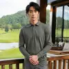 Camisa Polo para hombre, casual, deportiva, de manga larga, T-shirt Sorona, para negocios, para ir al trabajo, con cuello, transpirable, top Polo para hombre