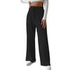 Calças Femininas Casuais Soltas Retas de Tricô Texturizado Estilo Novo Europeu e Americano Transfronteiriço de Pernas Largas Elásticas Longas de Cintura Alta Cor Sólida