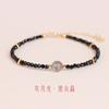 Pulsera de Cristal Negro Montaña Putuo Pulsera de Cristal Natural Obsidiana Fina para Mujer Pulsera de Cristal Fresa Pulsera Nicho Delicada Flor de Durazno