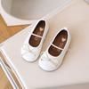 Zapatos Dulces de Lazo para Niños 2025 Primavera y Otoño Nuevos Estilo Coreano Zapatos Pequeños de Cuero para Niñas Suela Suave Zapatos de Princesa Planos