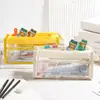 Grande capacidade transparente PVC lápis saco simples estudante do ensino médio caixa de papelaria de alto valor de cor saco de lápis para meninos e meninas seis camadas de armazenamento