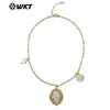 Wt-Jn322 Estilo Religioso Europeo Concha Blanca Circonita Micro-pavimentada Cadena Collar Accesorios Retro para Niñas