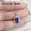 Collar de plata de ley S925 de moda Daisini con colgante de zafiro cultivado diseño geométrico colgante Para mujer