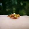 2025 Nova Transmissão ao Vivo Joias de Ouro Falso 24K Anel Rosa Feminino Anel de Ouro de Areia Vietnamita Atacado