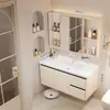 Gabinete de baño de aluminio de panal engrosado con lavabo de cerámica integrado y unidad de tocador