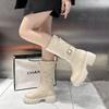 Botas Color Nude de Estilo Coreano 2024, de Alto Valor, con Punta Redonda, Botas tipo Martin, Retro, Elegantes, Sencillas, Celebridad de Internet