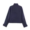 Moda de comercio exterior para mujer 2026 estilo europeo y americano ajuste holgado chaqueta con cremallera y cuello alto bloques de color conjunto de pantalones F612785