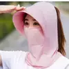 Sombrero de Sol de Cara Completa para Mujer, Protección Solar de Verano, Protección UV, Sombrero de Sol para Exteriores, Protección de Cuello para Montar, Sombrero Integrado