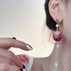 Mori aretes de flor eterna hechos a mano simples y elegantes aretes de flor real de rosa súper hada aretes de estilo antiguo