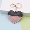 Llavero de Bolso para Coche con Forma de Corazón Bicolor de Cuero PU para el Día de San Valentín, Colgante DIY para Bolsos y Ropa
