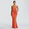 Moda femenina transfronteriza europea y americana verano 2026 nuevo elegante socialité color liso sin tirantes fruncido de malla bodycon vestido para mujer