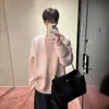 Suéter Retro Coreano de Ajuste Limpio con Cuello Redondo para Hombres y Mujeres, Estilo Perezoso de Otoño e Invierno, Suéter Grueso de Punto Holgado Casual