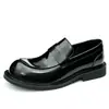 [vip para] zapatos de cuero de cabeza grande para hombre de pie ancho de cuero alta calidad charol cara brillante punta redonda mocasines británicos