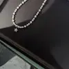 Nuevo collar de plata de ley s925, colgante de pentagrama con perla de nicho de lujo ligero para clavícula para mujer, accesorio de diseño de alta gama
