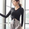 Comércio Exterior Transfronteiriço Roupas Femininas Europeias e Americanas Cropped com Cordão Camiseta de Manga Longa com Decote em V Conjunto de Saia Curta Bodycon Estilo Curto Casual Japonês e Coreano