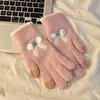 Luvas de Tela Sensível ao Toque para Manter Meninas Aquecidas, Luvas Quentes com Laço, Luvas de Ciclismo, Luvas de Pelúcia para Outono e Inverno com Dedos