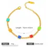 Pulseira Cuban Link Quadrada com Gotejamento em Resina Cor Dopamina Vendida Quente Transfronteiriça Aço Inoxidável Banhado a Ouro 18K Colorfast Mão