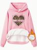 Suéter europeu e americano eBay Independent Station Sweater feminino outono e inverno com forro de lã e capuz em estoque Love All-match Casual Camisa feminina de manga comprida