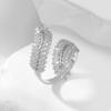 Anillo abierto con incrustaciones de cobre y circonitas transfronterizas de Europa y Estados Unidos, hojas de rama de olivo, espigas de trigo llenas de diamantes, anillo de personalidad de alta calidad para hombres y mujeres