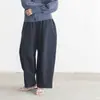 Calças Casuais Japonesas Rakuten Primavera Novo Estilo para Mulheres, Estilo Preguiçoso Fluido Calças Harem Largas de Pernas Retas, Calças Cropped