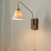 Luminária de parede para cabeceira de quarto estilo meados do século, 6 novos estilos retrô franceses, criando um ambiente atmosférico, luminária de corredor em cerâmica, tecido e ferro